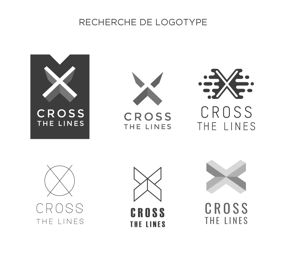 Recherche de logotype pour l'évènement "Cross the lines"