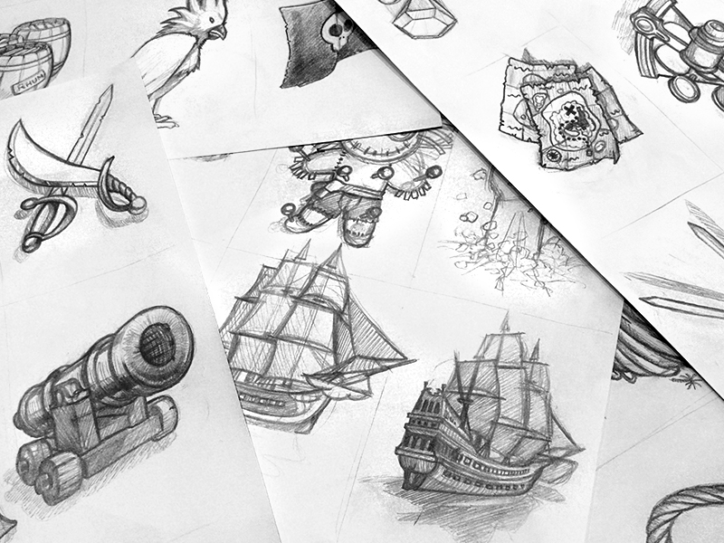 Rough pour illustrations d'un jeu de carte