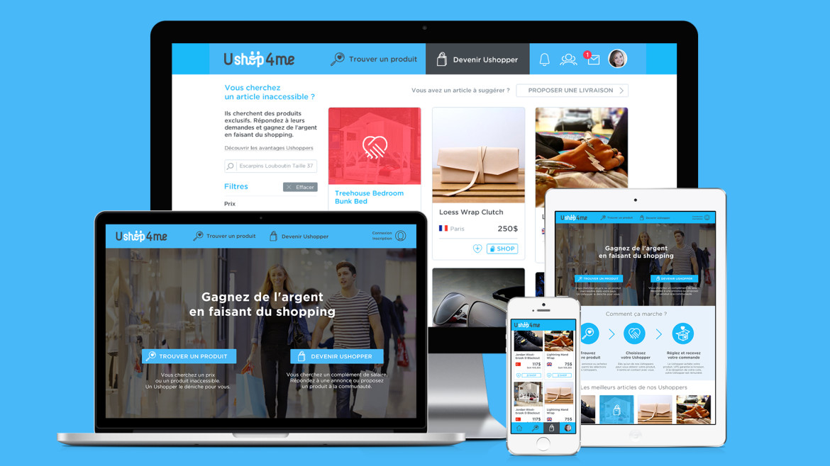 Ushop4me UI/UX design web et application iOS
